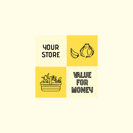 Plantilla de diseño de Amarillo de la tienda de comestibles Animated Logo 