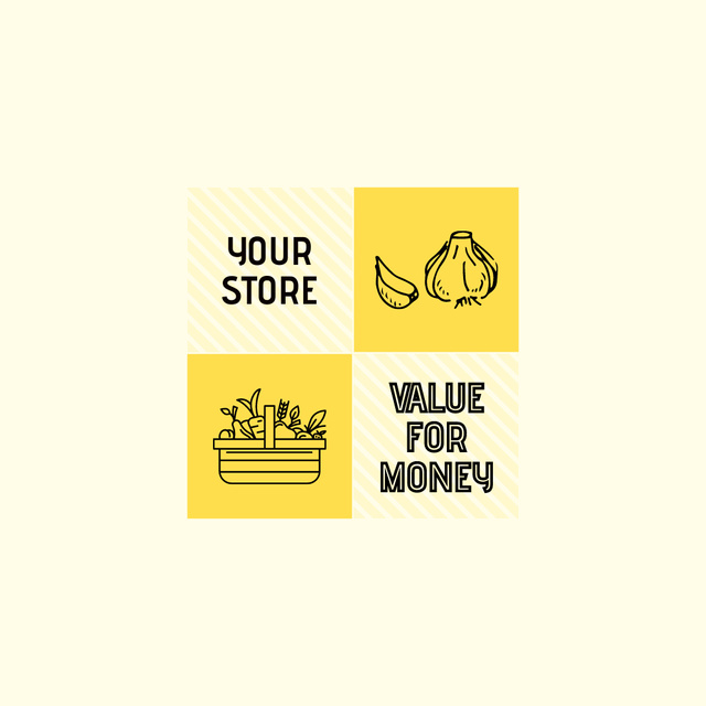 Grocery Store's Yellow Animated Logo Tasarım Şablonu