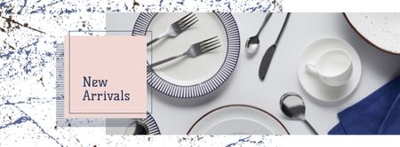 Porcelain plates and cutlery Sale Facebook cover Design Template