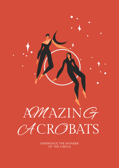 Mesmerizing Circus Show Announcement with Acrobats In Orange Poster Modelo de Design