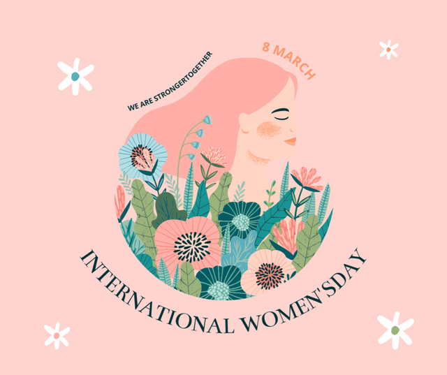 Woman in Beautiful Flowers on Women's Day Facebook Design Template
