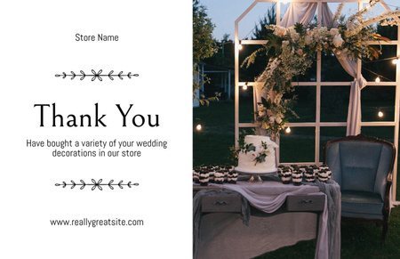 Plantilla de diseño de Wedding Decor Services Promo with Thank You Message Thank You Card 5.5x8.5in 