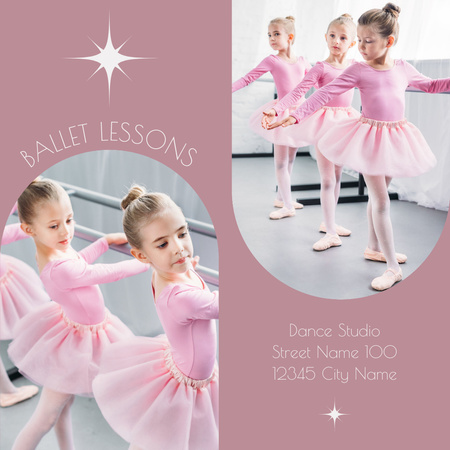 Balettitunnit söpöjen pikkutyttöjen kanssa Instagram Design Template