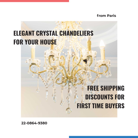 Ontwerpsjabloon van Instagram AD van Elegant crystal Chandelier offer