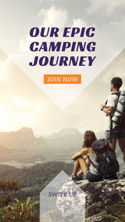 Hiking Tour Sale Backpackers in Mountains Instagram Story Design Template
