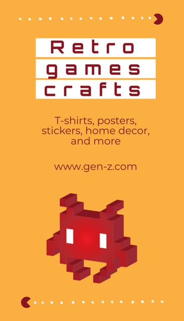 Template di design Retro Video Game Craft Production Services Business Card US Vertical