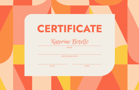 Education Achievement Award on Bright Abstract Pattern Certificate 5.5x8.5in Design Template