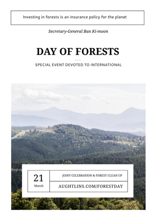 International Day of Forests Event Scenic Mountains Flyer A5 Design Template