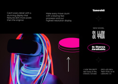 Gaming Gear Ad with Woman in Bright Neon Light