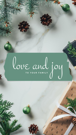 Winter Holidays Greeting with Branches Instagram Story Design Template