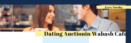 Plantilla de diseño de Dating Auction in Wabash Cafe Twitter 