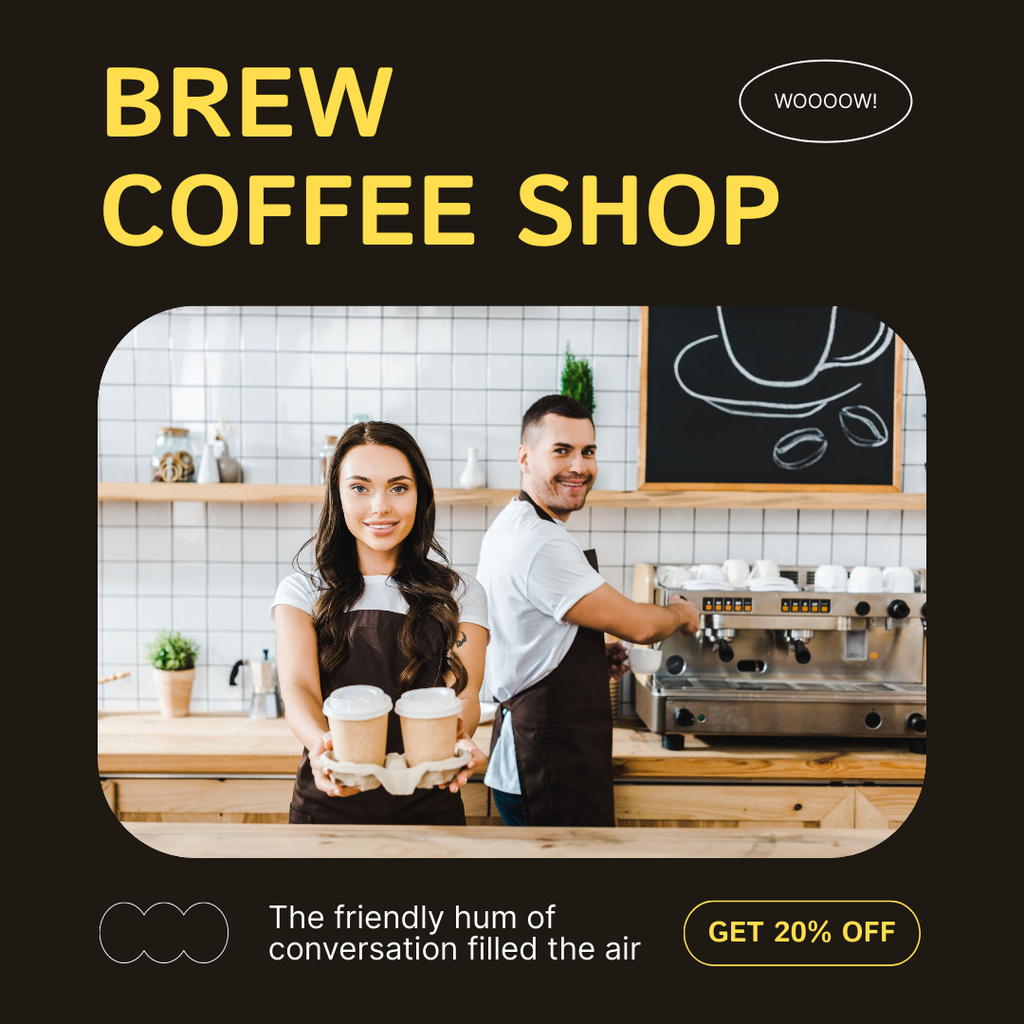 Budget-friendly Coffee And Friendly Atmosphere In Coffee Shop Instagram Πρότυπο σχεδίασης
