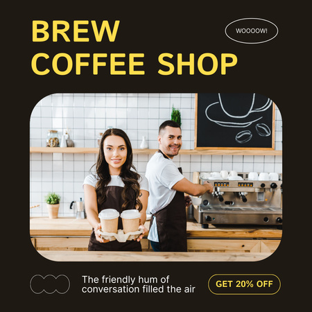 Budget-friendly Coffee And Friendly Atmosphere In Coffee Shop Instagram Design Template