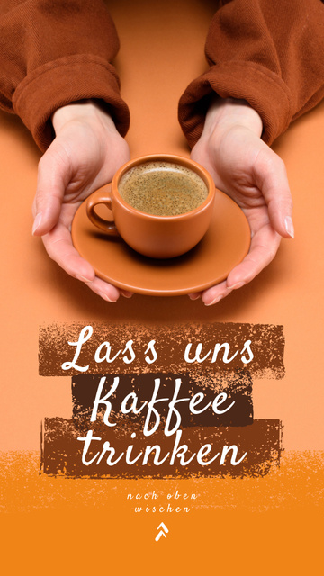 Platilla de diseño Coffee Shop Promotion Hands with Hot Cup Instagram Story