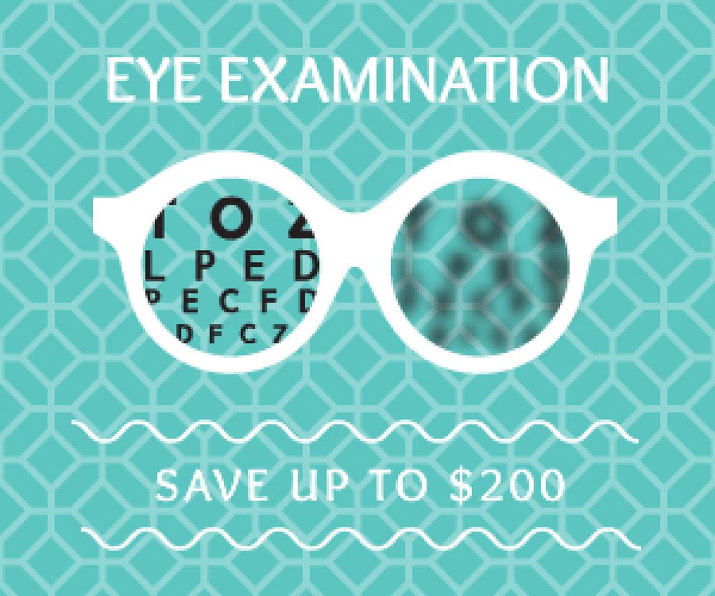 Clinic Promotion Eye Examination Offer in Blue Medium Rectangleデザインテンプレート
