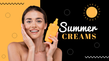 Woman Applying Summer Cream Youtube Thumbnail Design Template