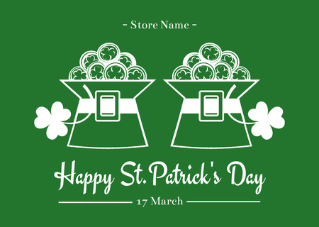 Hyvää Pyhän Patrickin päivän tervehdys vihreillä hatuilla Card Design Template