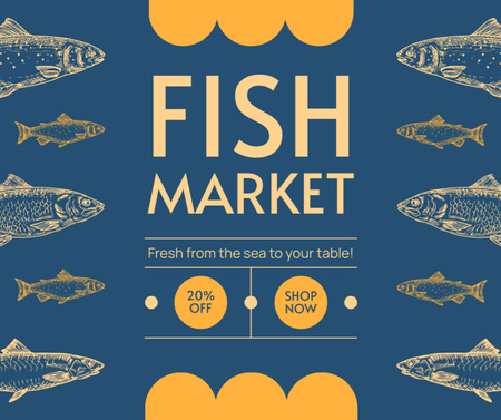 Modèle de visuel Offre de poisson frais avec réduction - Facebook