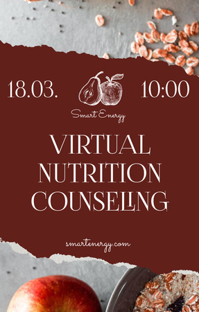 Virtual Nutrition Counseling Offer With Apple Invitation 4.6x7.2in Design Template