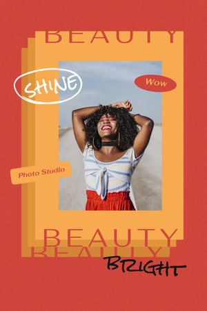 Platilla de diseño Beauty Inspiration with Happy Young Woman Pinterest