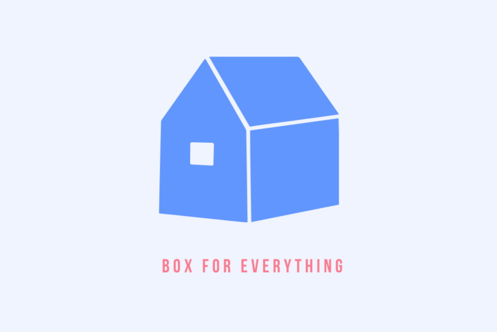 Designvorlage Box company ad with House icon für Label