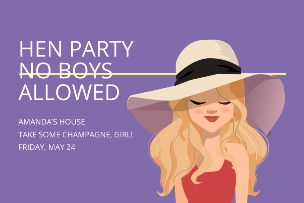 Designvorlage Invitation to Hen Party for Girls Only für Postcard 4x6in