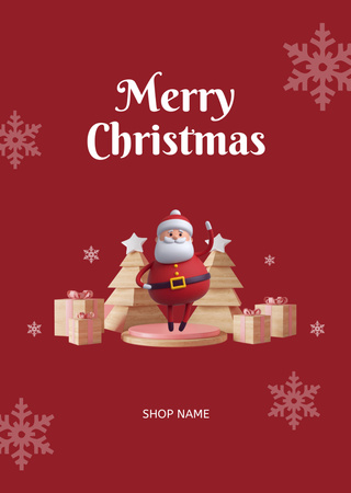 Ontwerpsjabloon van Postcard A6 Vertical van Christmas Cheers with Stylized Trees and Snowflakes