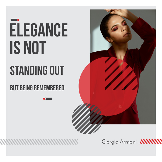 Citation about Elegance with Stylish Woman Instagram Design Template