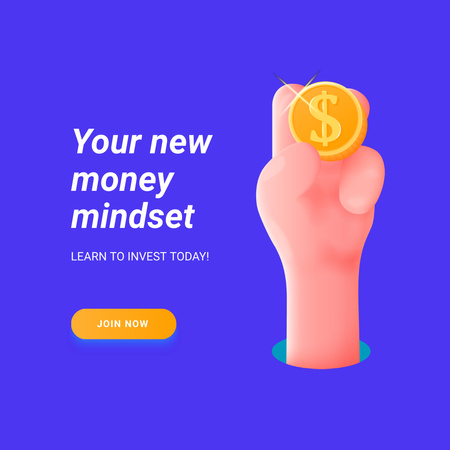 Money Mindset with Hand holding Coin Instagram Design Template