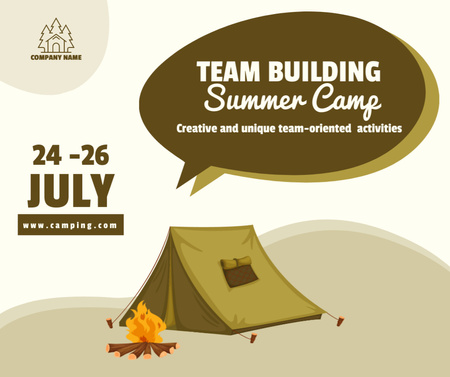 Team Building Summer Camp Announcement Facebook Design Template