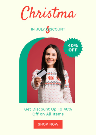 Festive Christmas in July Sale Announcement Flayer Design Template