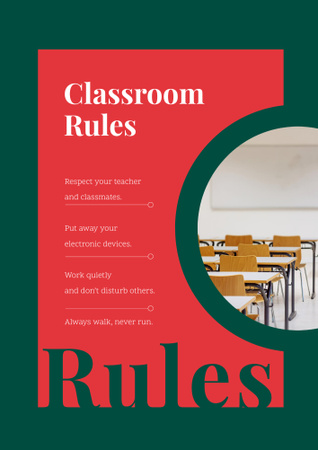 Empty classroom with old tables Poster B2 Design Template
