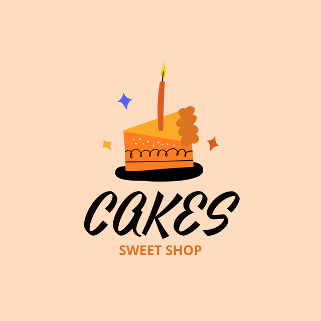 Urban Sweet Shop Promotion with Tasty Cake And Candle Logo 1080x1080px Πρότυπο σχεδίασης