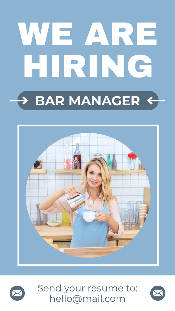 Modèle de visuel Looking for Bar Manager - Instagram Story