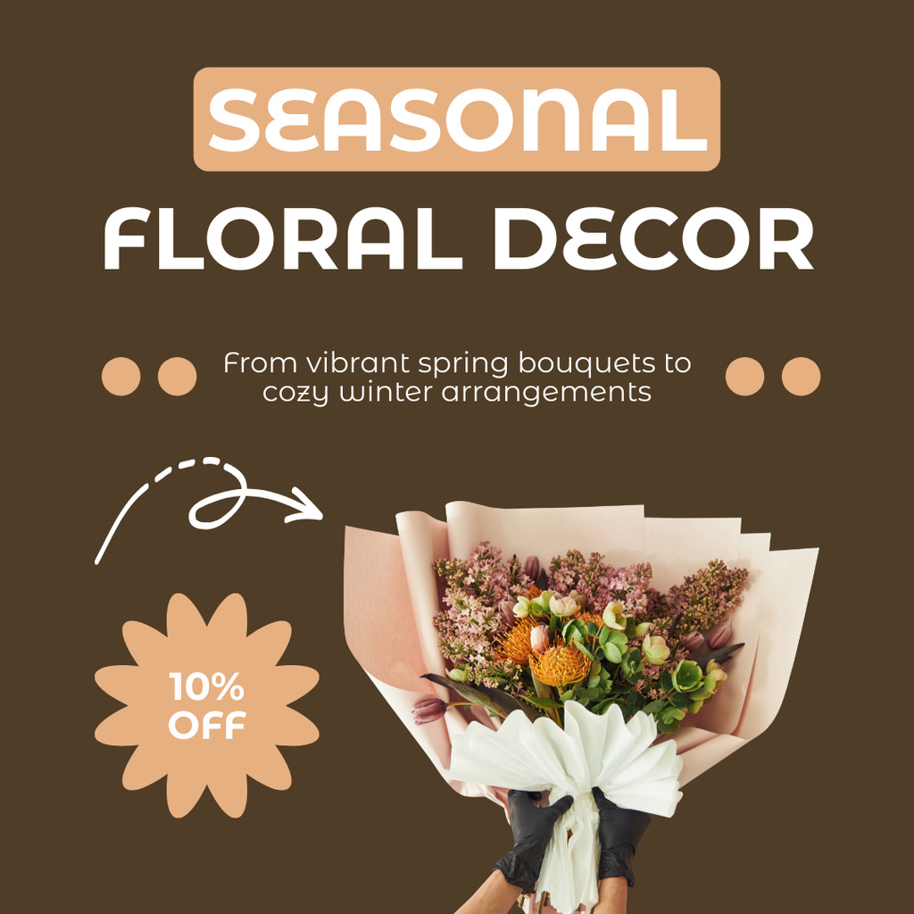 Seasonal Floral Decor for Creating Impressive Bouquets Instagram AD Design Template