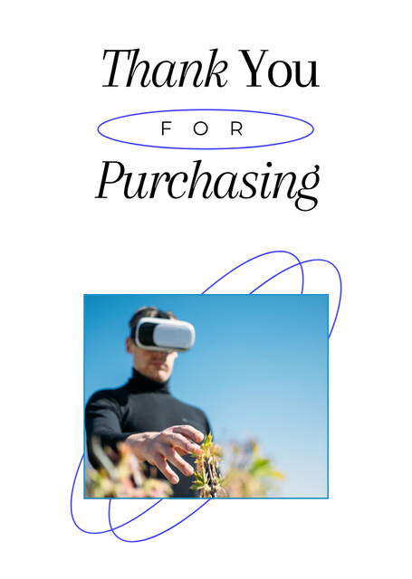 Man in Virtual Reality Glasses on White Postcard A6 Vertical Design Template