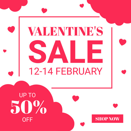 Valentine's Day Sale Announcement on Hot Pink Instagram AD Design Template