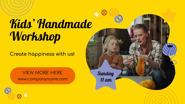 Knitting Handmade Workshop For Kids Full HD video Πρότυπο σχεδίασης