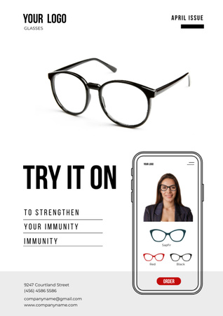 Szablon projektu Mobile Application for Trying Glasses Newsletter