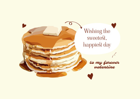 Yummy Pancakes for Valentine's Day Card Design Template