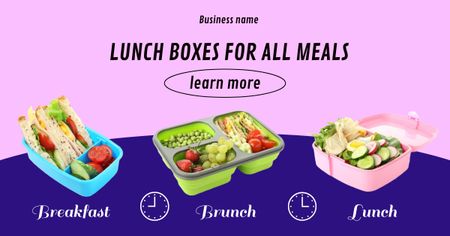 Affordable Lunch Boxes For All Meals Offer Facebook AD Design Template