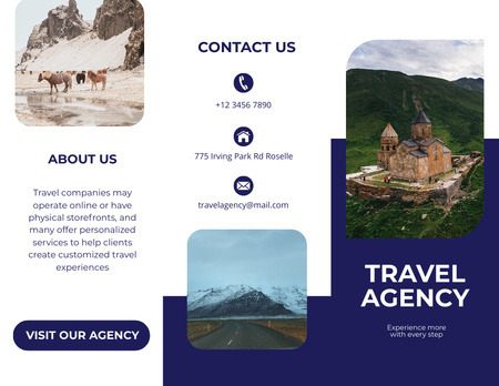 Collage with Proposal of Travel Agency Services Brochure 8.5x11in Design Template