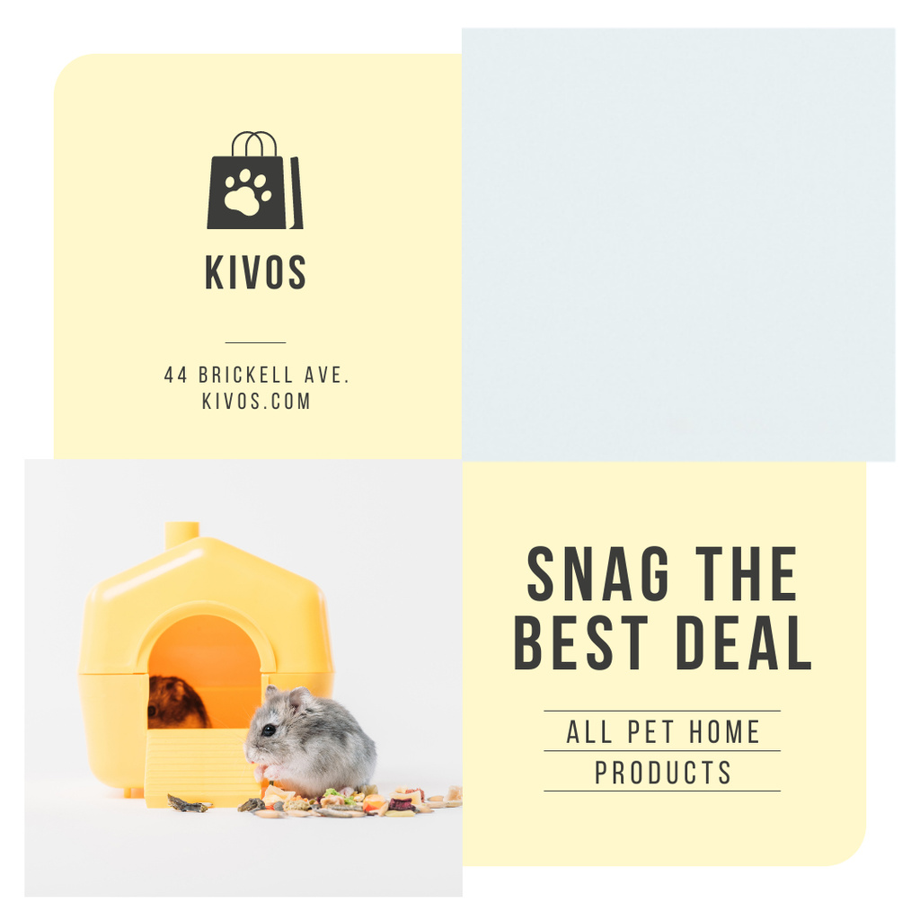 Pet Shop Offer Hamster in His House Instagram Design Template