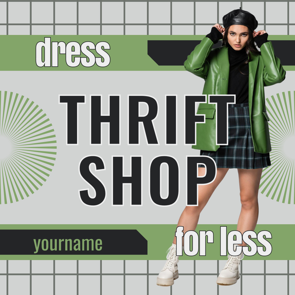 Thrift shop dress for less Instagram ADデザインテンプレート