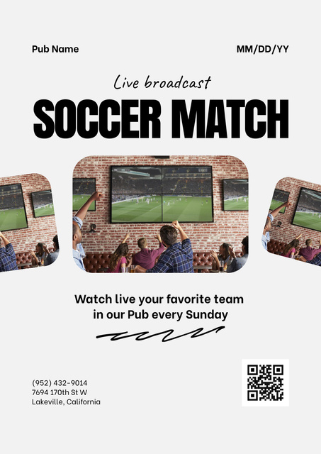 Soccer Match Live Stream Ad Poster Design Template