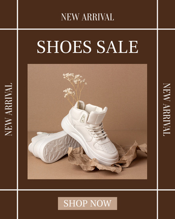 Sale of Stylish White Sneakers Instagram Post Vertical Design Template