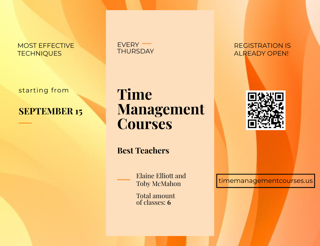 Time Management Courses With Blurred Pattern Invitation 13.9x10.7cm Horizontal Design Template