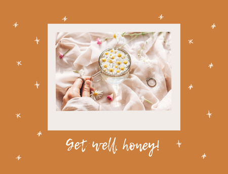 Template di design Get Well Wish con fiori di camomilla Postcard 4.2x5.5in