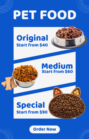 Ontwerpsjabloon van IGTV Cover van Assortiment voedsel voor huisdieren op blauw
