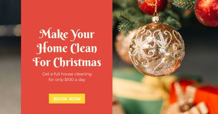 Plantilla de diseño de limpia tu casa para navidad Facebook AD 